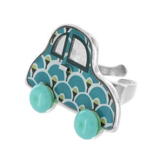 Bague Mille Bornes Couleur Argent Bleu