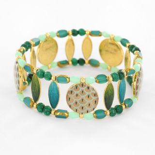 Bracelet Fuchsia Couleur Dore Vert