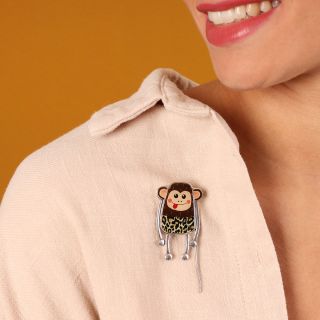 Broche Zigoto Couleur Argent Leopard